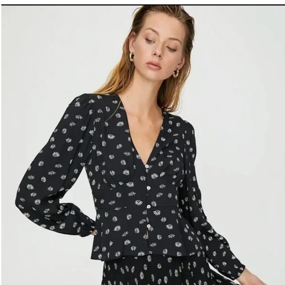 Wilfred Tops - Wilfred Black and White Floral Blouse